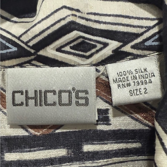 Chico's Men's silk Tribal Pattern Jacket - Black, Brown, White 12 - Picture 2 of 5